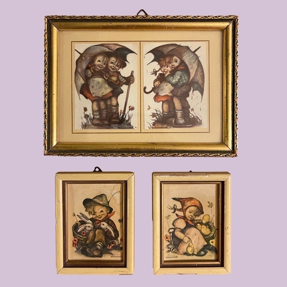Set of 3 - Vintage Mini Hummel Picture Prints Wall Decor